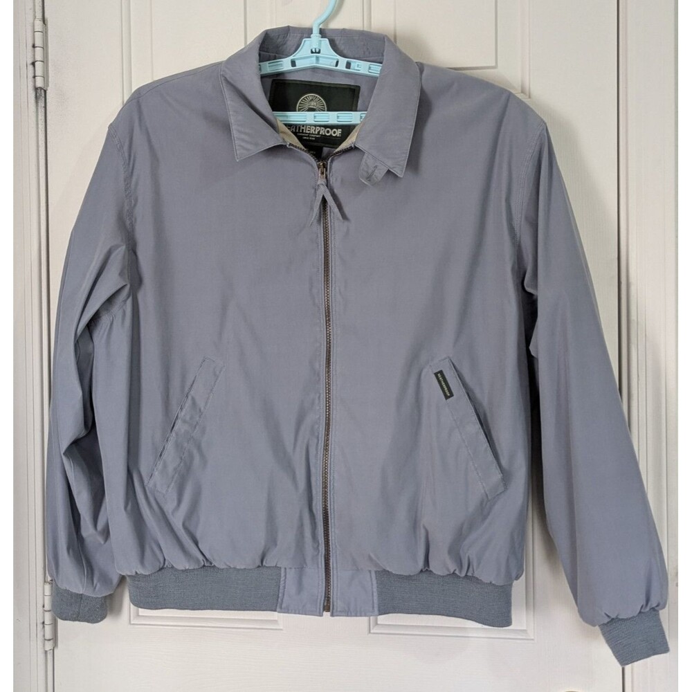 VTG Weatherproof Bomber Jacket Mens XL Gray Zip Lined Pockets Dad Core Golf EUC